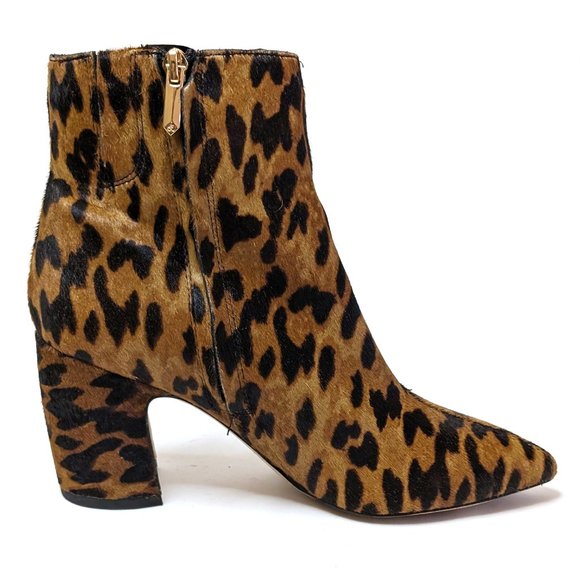 Sam Edelman Hilty Leather Calf Hair Leopard Print Ankle Boot Bootie Women's Sz 7 - Picture 4 of 7